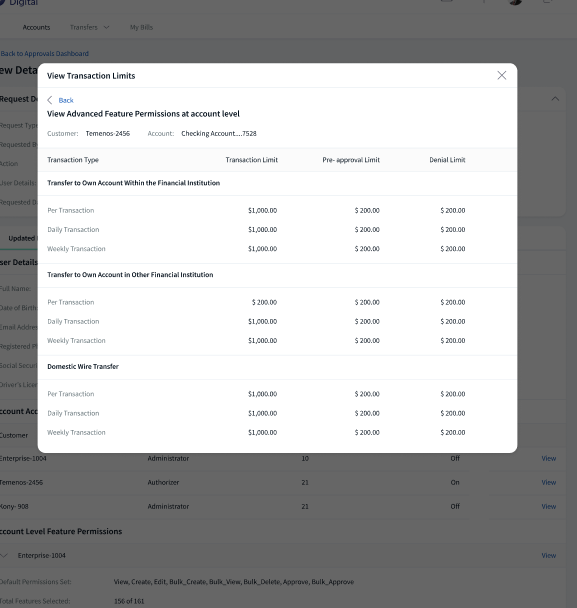 View Transaction Limits